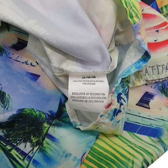 Surf Society City Print Shirt M Funky Y2K Resort Party Coastal Festival - Picture 7 of 7